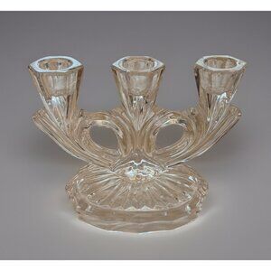 Vintage 1950’s Three Arm Wedding Candelabra Glass Candle Holder MCM Candlestick